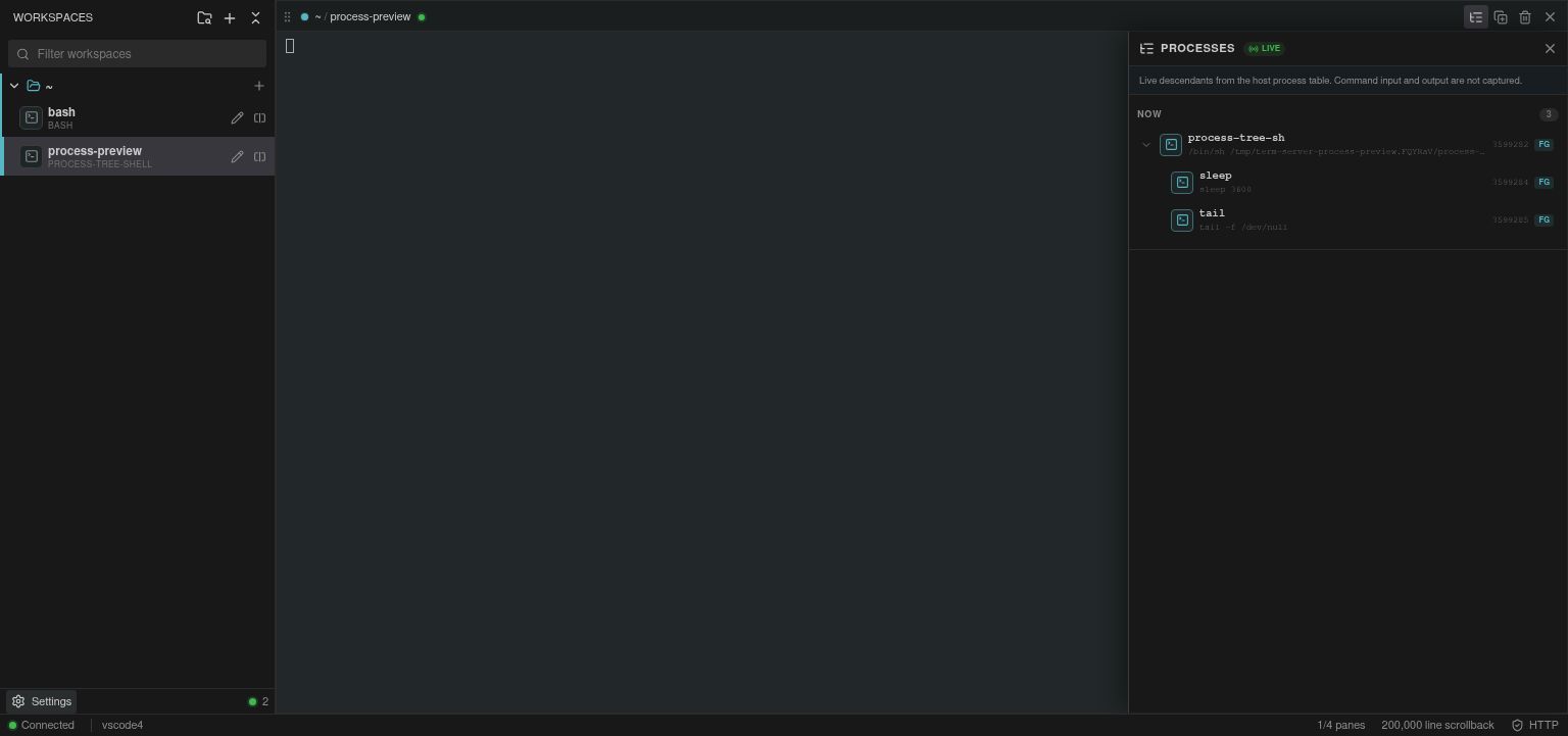 Live terminal process inspector
